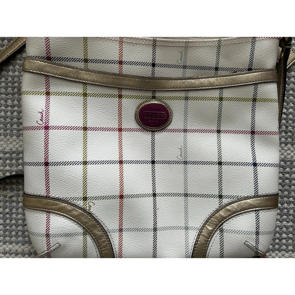 Coach F1276-F20005 Peyton Tattersall Messenger Bag Crossbody 12 x 10" Crossbody